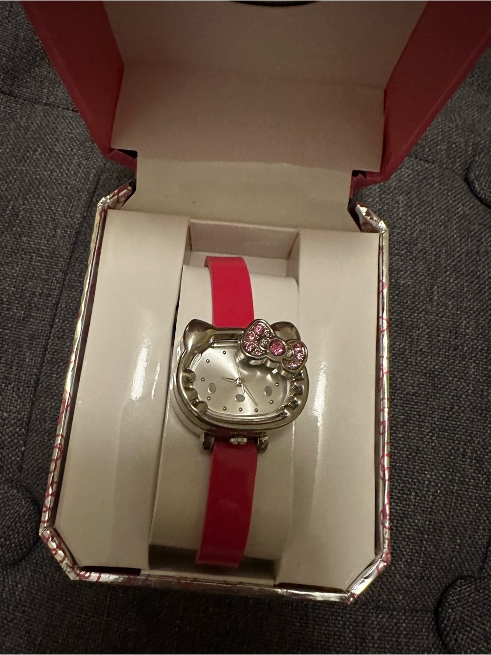 Hello Kitty Hot Pink Strap Watch with Crystal Bow Accent